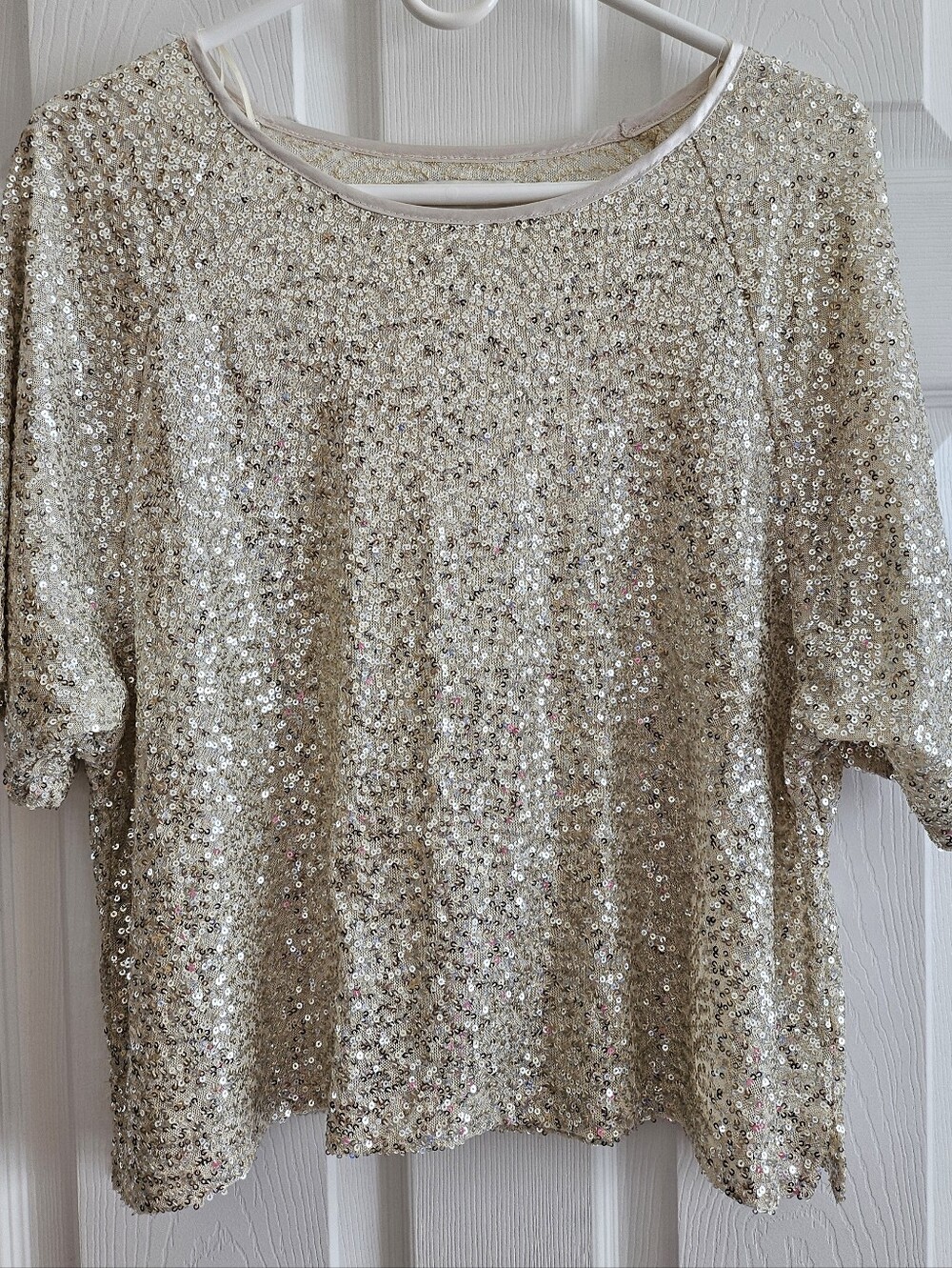 Rebecca Minkoff Large Sequin Tip Gold Short Sleeve Glam Rock